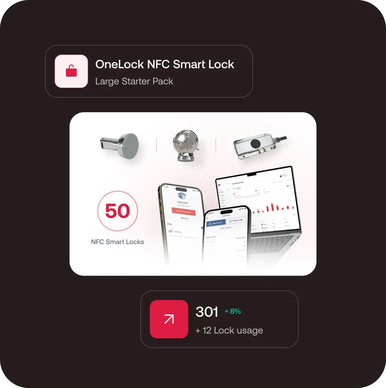 NFC smart lock access control system for self storage units - ONELock Entry allows tenants to unlock storage unit doors with smartphone app